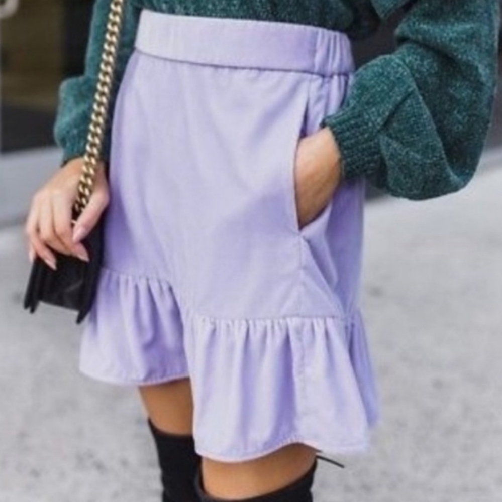 🌙J.CREW Peplum Velvet Lavender Skirt.